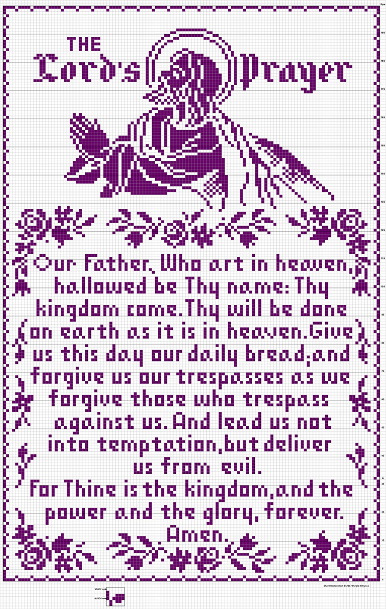 The Lord's Prayer Filet Crochet Wall Panel #703 chart restored