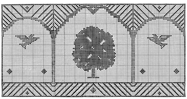 Bird and Tree Chair Set Pattern #7102 chart 1