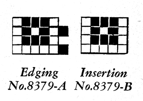 Filet Crochet Edging and Insertion Pattern #8379