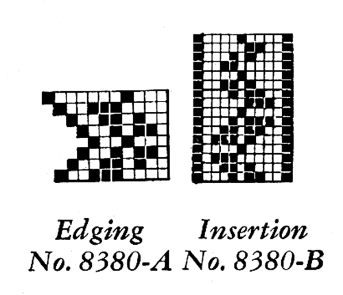 Filet Crochet Edging and Insertion Pattern #8380