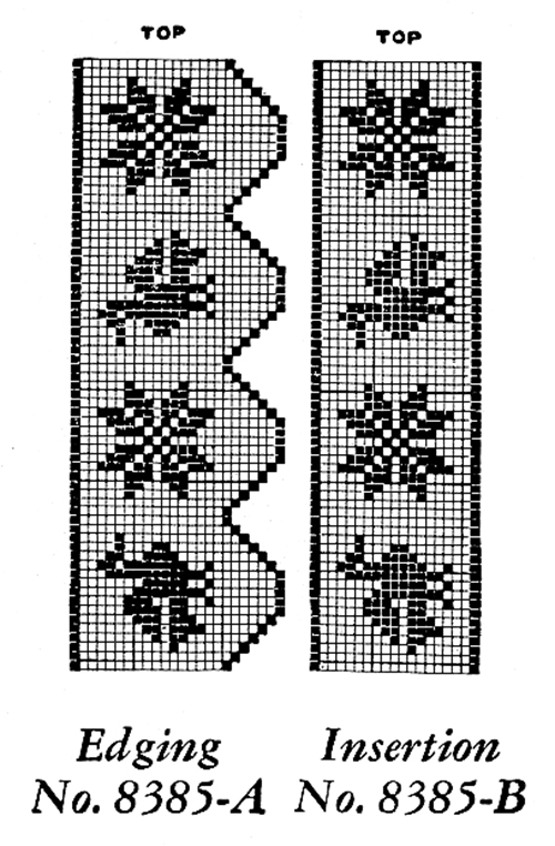 Filet Crochet Edging and Insertion Pattern #8385