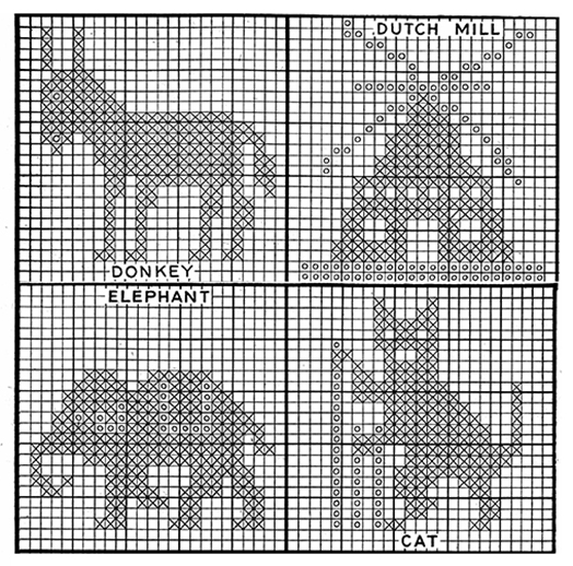 Cross Stitched Squares Pot Holder Pattern charts