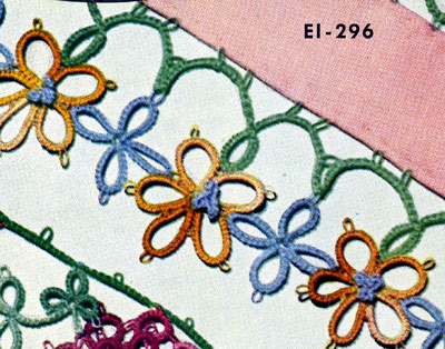 Yellow & Blue Pillow Case Posies Edging & Insertion Pattern