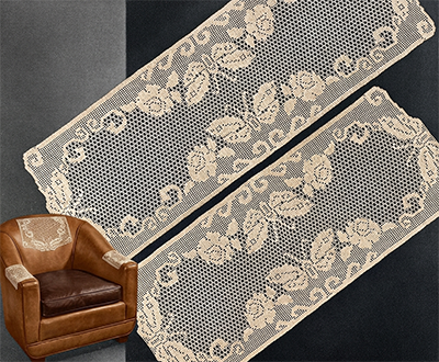 Butterfly and Rose Runner and Chair Set Pattern #7520