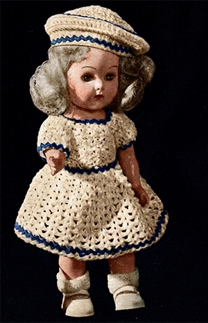 Crocheted Doll Dress, Panties, and Hat Pattern