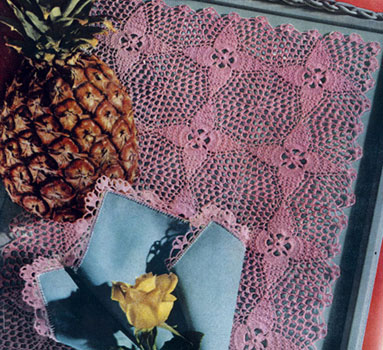 Pineapple Leaves Tray Mat & Napkin Pattern #S-239