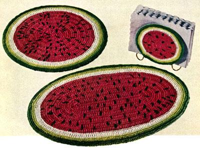 Watermelon Hot Plate Mats and Napkin Holder Pattern