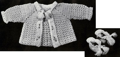 Infant's Crocheted Sacque and Bootees Pattern