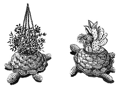 Crocheted Turtle Plant Holder Pattern #677