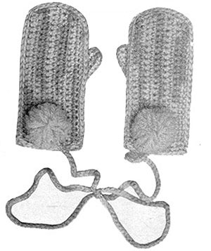 Childs Crochet Mittens Pattern #606