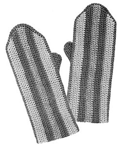 Girls Striped Crochet Mittens Pattern #622