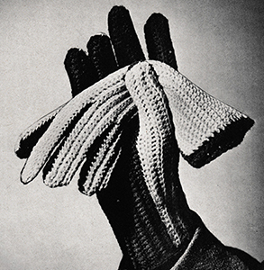 Crocheted Two-Tone Ladies' Gloves Pattern #132