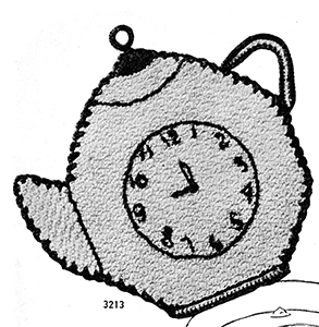 Teapot Clock Potholder Pattern #3213