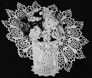 Crocheted Flower Basket Pattern #4517