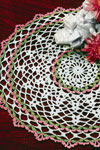 green and pink doily pattern