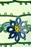 Pillow Case Posies-Shaded Blue Edging & Insertion