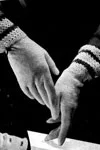 Knitted Glove with Crocheted Cuff