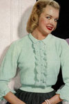 Green Jabot Blouse