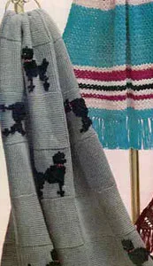 French Poodles Crochet Afghan Pattern #722-3