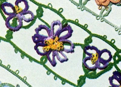 Shaded Purple Pillow Case Posies Edging & Insertion Pattern