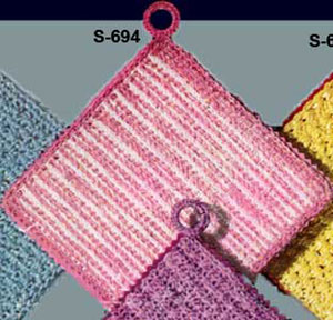 Rose & White Pot Holder Pattern #S-694