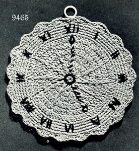 Clock Potholder Pattern #9465