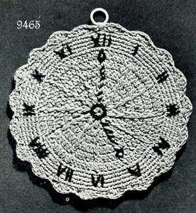 Clock Potholder Pattern #9465