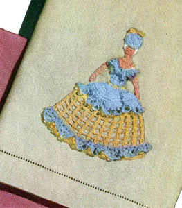 Crinoline Lady Motif Guest Towel Pattern