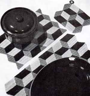 Tumbling Block Potholder Pattern #S-75