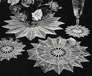 Peacock Tails Doily Set Pattern #7444