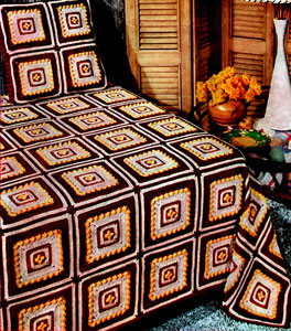 Modern Block Crocheted Bedspread