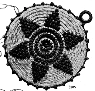 Round Star Flower Potholder Pattern #3205