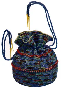 Iridescent and Blue Bag with Beads Pattern