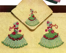 Crinoline Lady Motif Bath Towel & Face Cloth Pattern